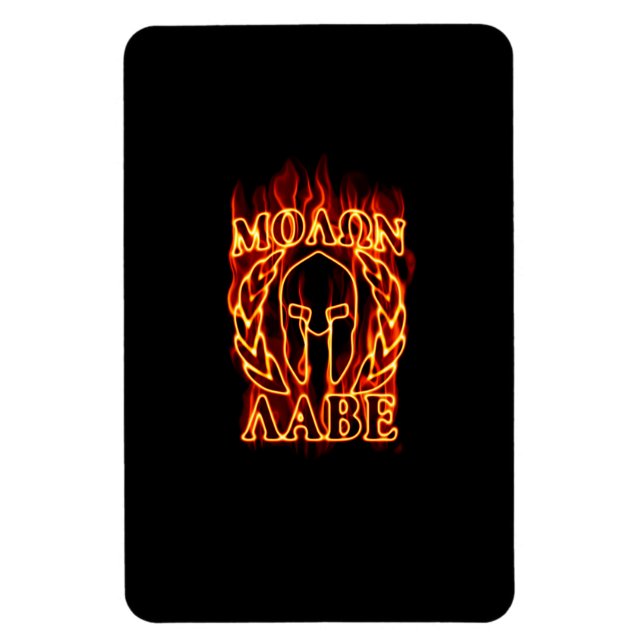 Molon Labe Spartan Warrior in Flammen Magnet (Vertikal)
