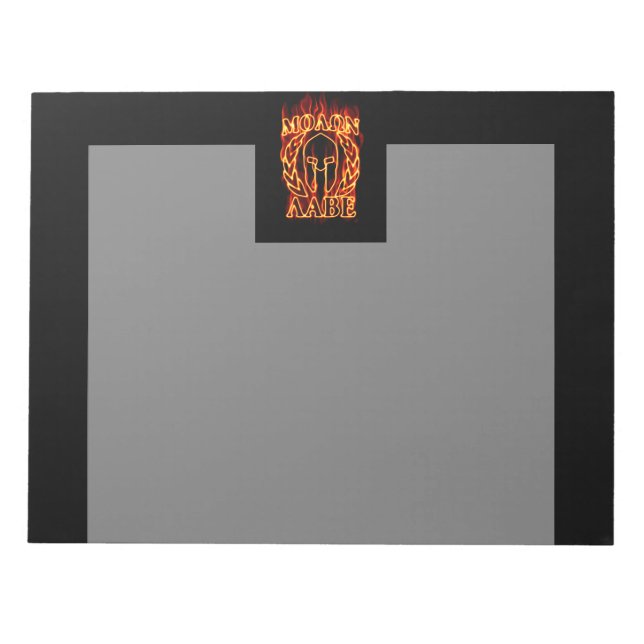Molon Labe Spartan Warrior in Flammen Notizblock (Vorderseite)