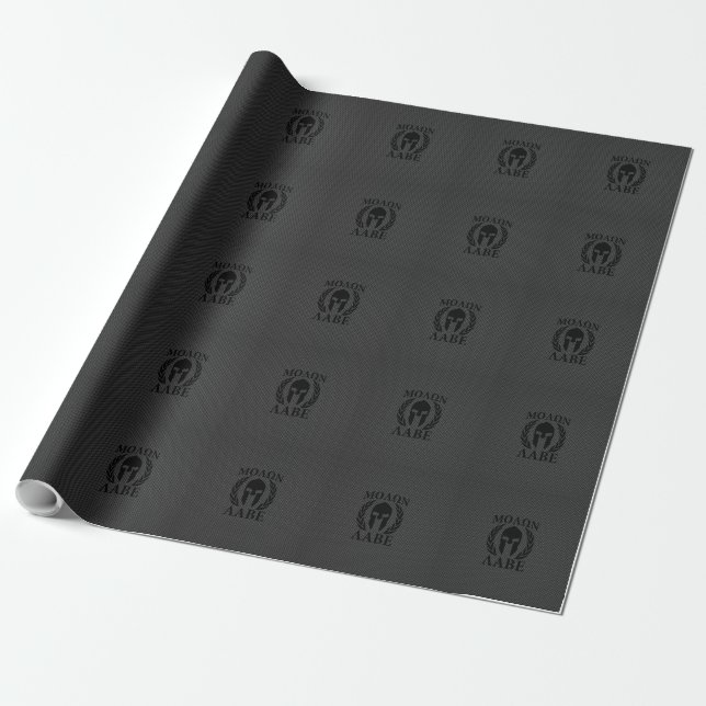 Molon Labe Spartan Warrior Laurels Carbon Decor Geschenkpapier (Ungerollt)