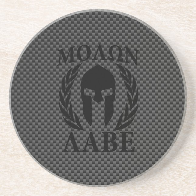 Molon Labe Spartan Warrior Laurels Carbon Style Getränkeuntersetzer (Vorne)