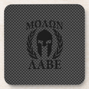 Molon Labe Spartan Warrior Laurels Carbon Style Getränkeuntersetzer