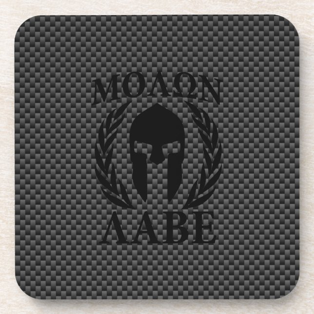 Molon Labe Spartan Warrior Laurels Carbon Style Getränkeuntersetzer (Vorderseite)