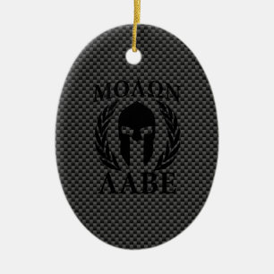 Molon Labe Spartan Warrior Laurels Carbon Style Keramik Ornament