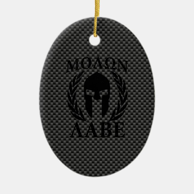 Molon Labe Spartan Warrior Laurels Carbon Style Keramik Ornament (Vorne)