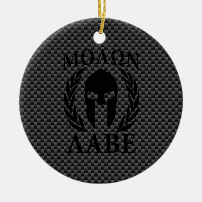 Molon Labe Spartan Warrior Laurels Carbon Style Keramik Ornament (Vorne)