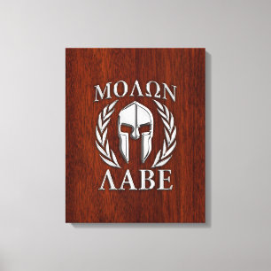 Molon Labe Spartan Warrior Laurels Chro Wood Print Leinwanddruck