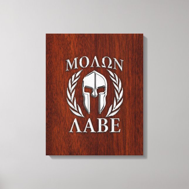 Molon Labe Spartan Warrior Laurels Chro Wood Print Leinwanddruck (Vorderseite)