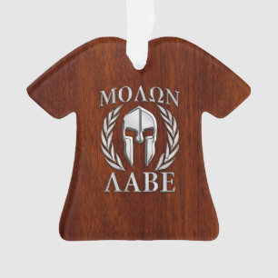 Molon Labe Spartan Warrior Laurels Chro Wood Print Ornament