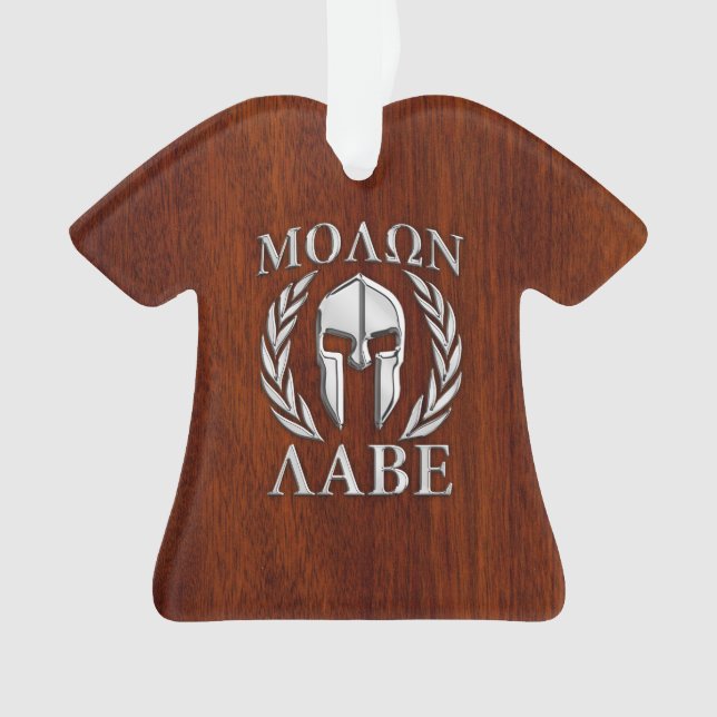 Molon Labe Spartan Warrior Laurels Chro Wood Print Ornament (Vorderseite)