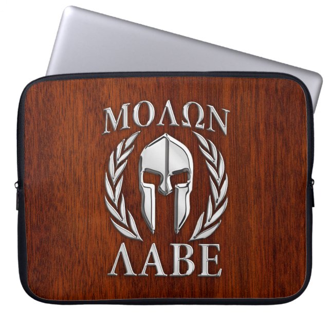 Molon Labe Spartan Warrior Laurels Chrome Style Laptopschutzhülle (Vorderseite)