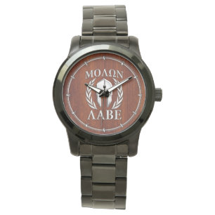 Molon Labe Spartan Warrior Laurels Holzdekor Armbanduhr