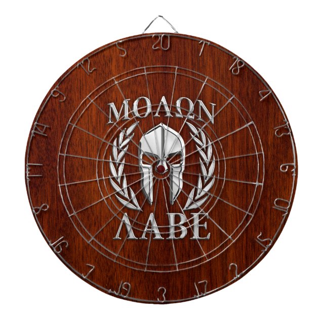 Molon Labe Spartan Warrior Laurels Holzdekor Dartscheibe (vorne)
