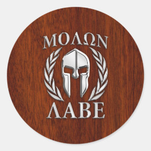 Molon Labe Spartan Warrior Laurels Holzdekor Runder Aufkleber