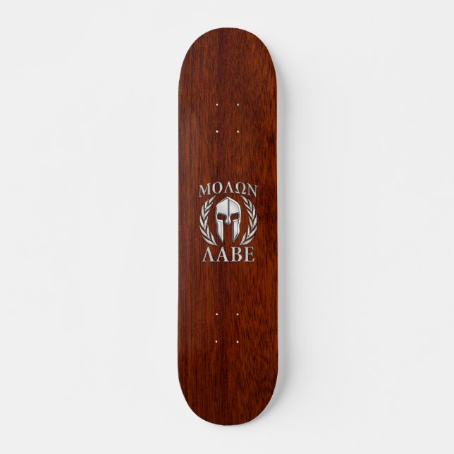 Molon Labe Spartan Warrior Laurels Holzdekor Skateboard (Vorne)