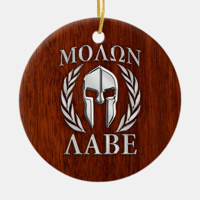Molon Labe Spartan Warrior Laurels Mahogany Print Keramik Ornament (Vorne)