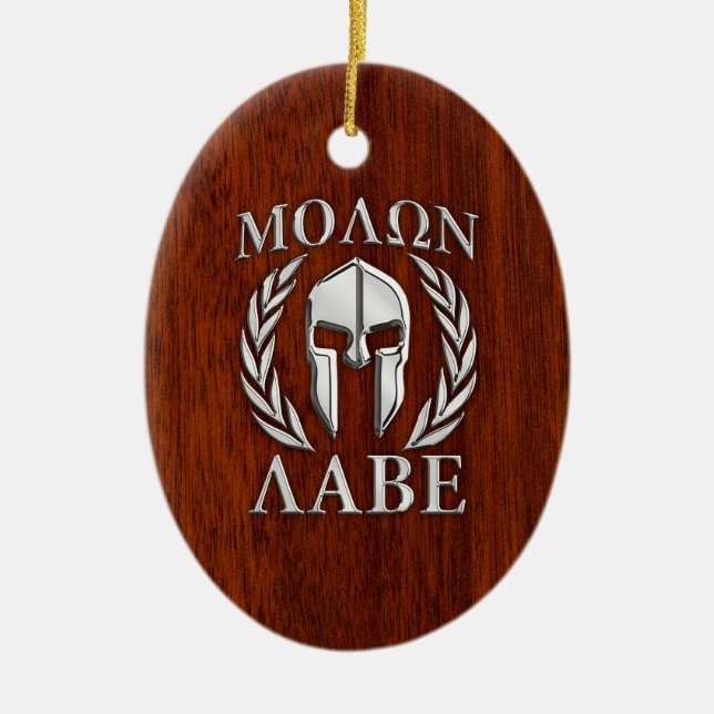 Molon Labe Spartan Warrior Laurels Mahogany Print Keramik Ornament (Vorne)