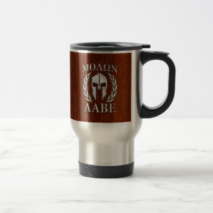 Molon Labe Spartan Warrior Laurels Mahogany Print Reisebecher