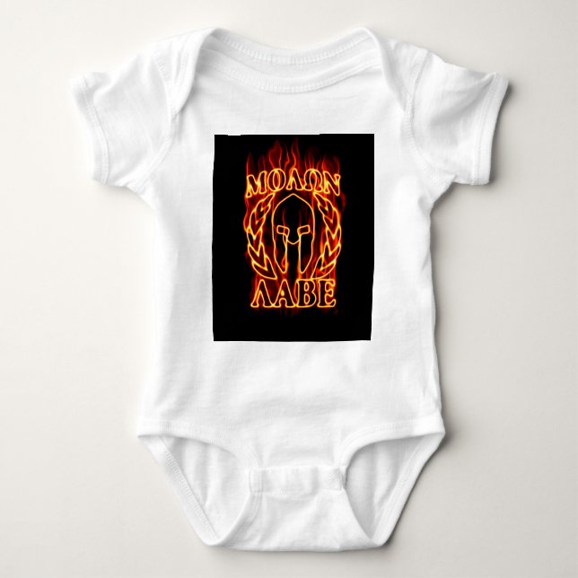 Molon Labe Spartan Warrior Laurels über Feuer Baby Strampler (Vorderseite)