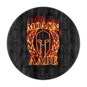 Molon Labe Spartan Warrior Laurels über Feuer Schneidebrett