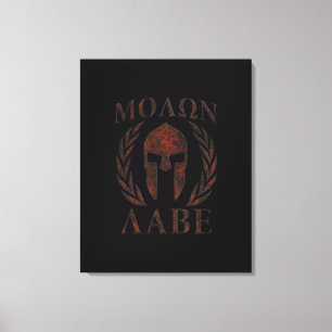 Molon Labe Spartan Warrior Mask Laurels Iron Leinwanddruck