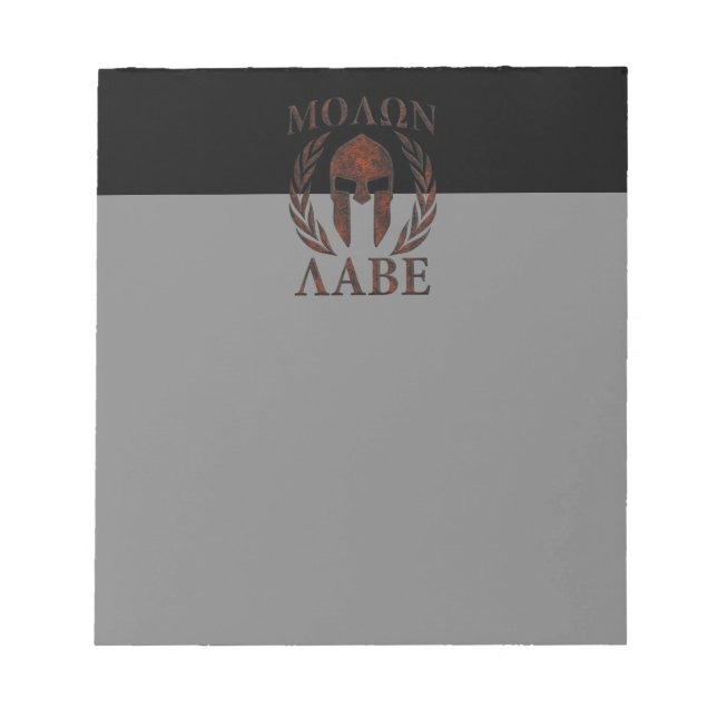 Molon Labe Spartan Warrior Mask Laurels Iron Notizblock (Vorderseite)
