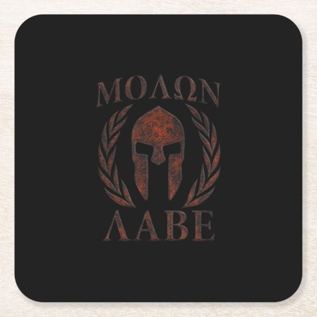 Molon Labe Spartan Warrior Mask Laurels Iron Rechteckiger Pappuntersetzer (Vorderseite)
