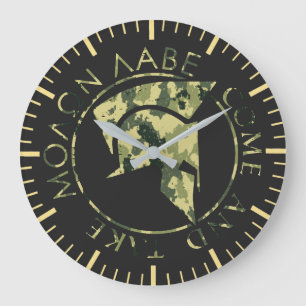 Molon Labe Spartanischer Helm Militär Camo Große Wanduhr