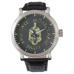 Molon Labe Spartanischer Helm Militär Camo Herren Armbanduhr
