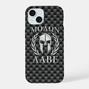 Molon Labe Spartanischer Krieger Kohlefaser Druck iPhone 15 Hülle