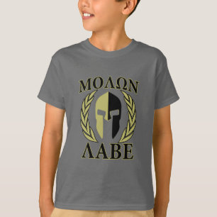 Molon Labe spartanisches Masken-Lorbeer-Olivgrün T-Shirt