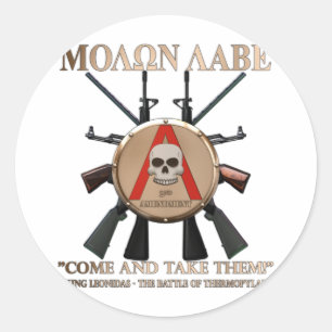 Molon Labe - spartanisches Schild Runder Aufkleber