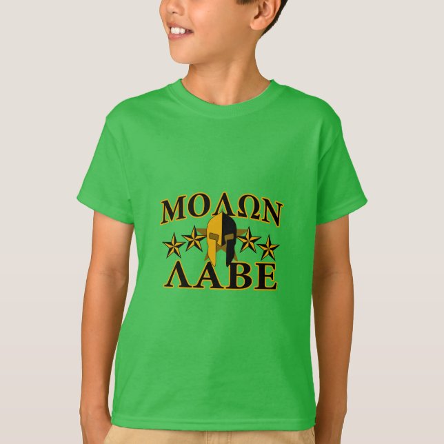 Molon Labe spartanisches Sterngrün Kriegers 5 T-Shirt (Vorderseite)