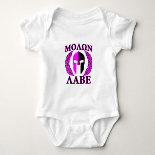 Molon Labe spartanisches Sturzhelm-Lorbeer-Pink Baby Strampler