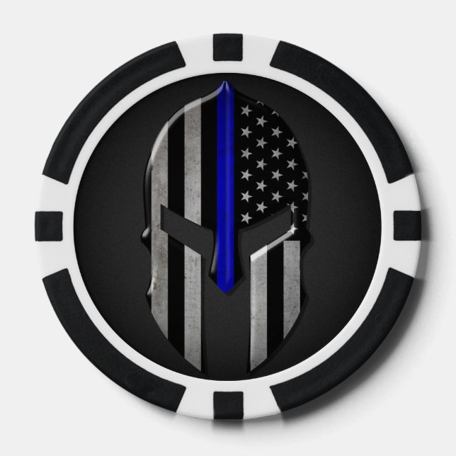 Molon Labe Thin Blue Line Pokerchips (Vorderseite)