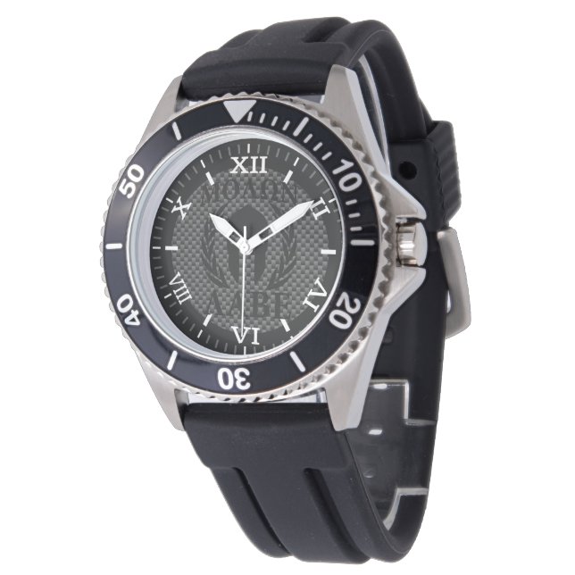 Molon Labe Warrior Laurels Watch Carbon Style Armbanduhr (Schrägansicht)