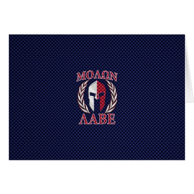 Molon Labe Warrior Mask Blue Carbon Fibre Print (Vorderseite (Horizontal))
