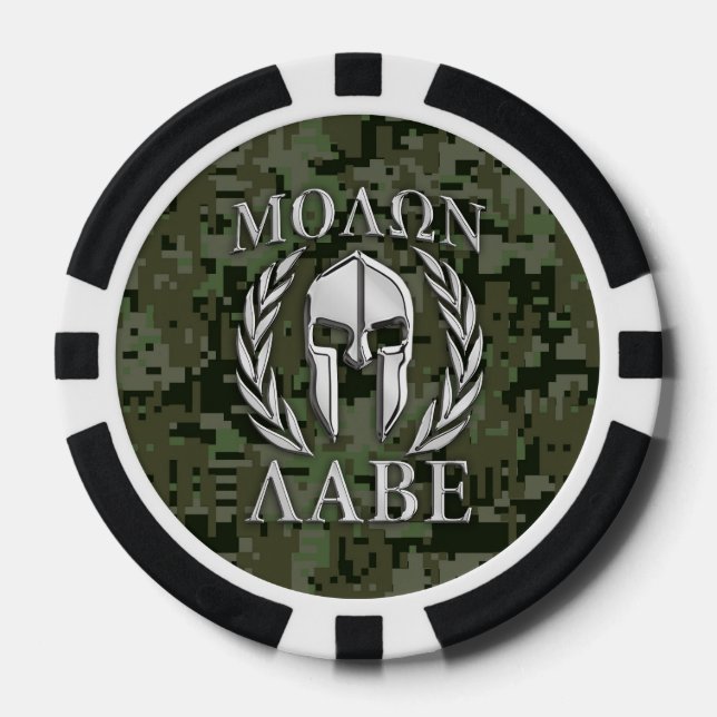 Molon Labe Warrior Mask Laurels in Chrome Pokerchips (Vorderseite)