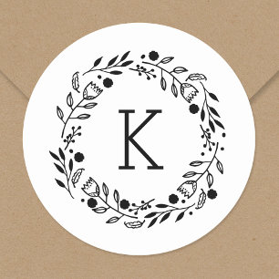Molsy Wreath Monogram Round Sticker