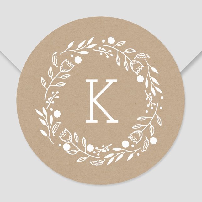 Molsy Wreath Monogram Round Sticker (Von Creator hochgeladen)