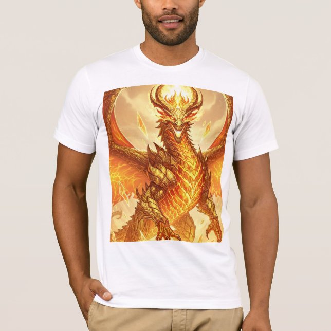 Molten Golden Dragon - Legendäre Fantasy Masterpie T-Shirt (Vorderseite)