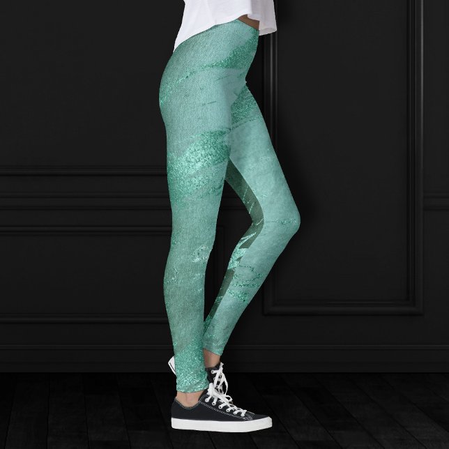 Molten Jade | Smarald Green Luxury Marble Leggings (Von Creator hochgeladen)