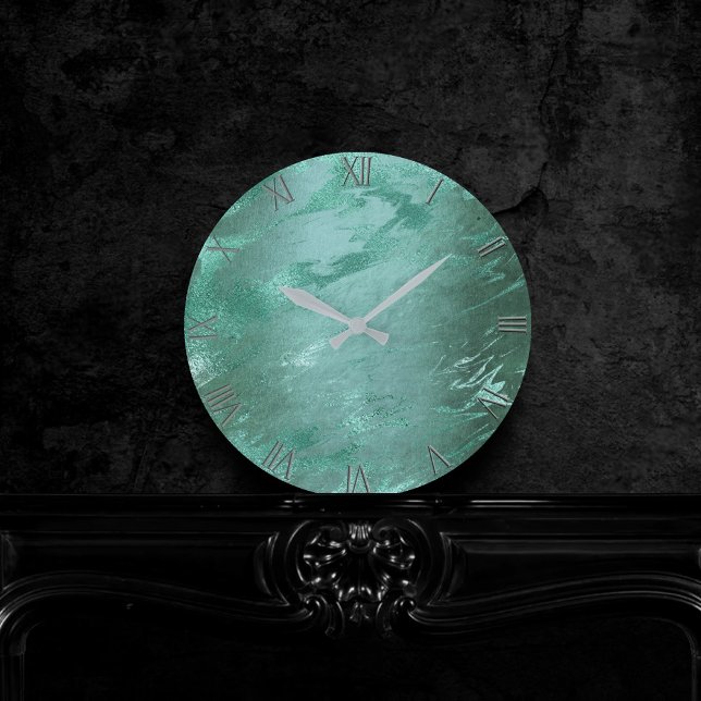 Molten Jade | Smarald Green Luxury Marble Runde Wanduhr (Von Creator hochgeladen)
