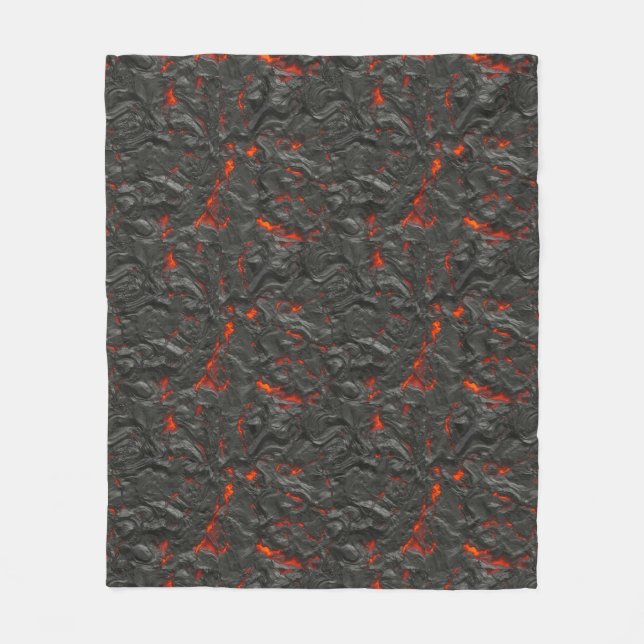 Molten Lava Vulkan schwarz und rot Fleecedecke (Vorderseite)