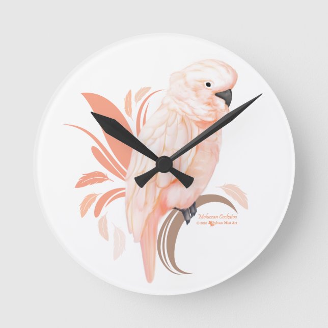 Moluccan Cockatoo Runde Wanduhr (Vorderseite)