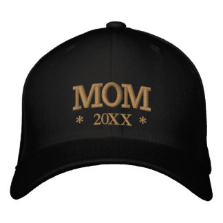 MOM 20XX embroidered baseball cap gold / white Bestickte Baseballkappe