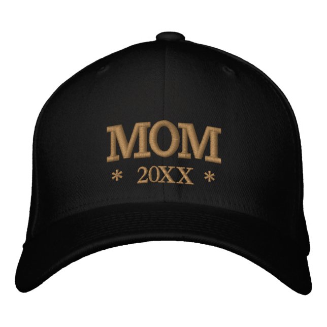 MOM 20XX embroidered baseball cap gold / white Bestickte Baseballkappe (Vorderseite)