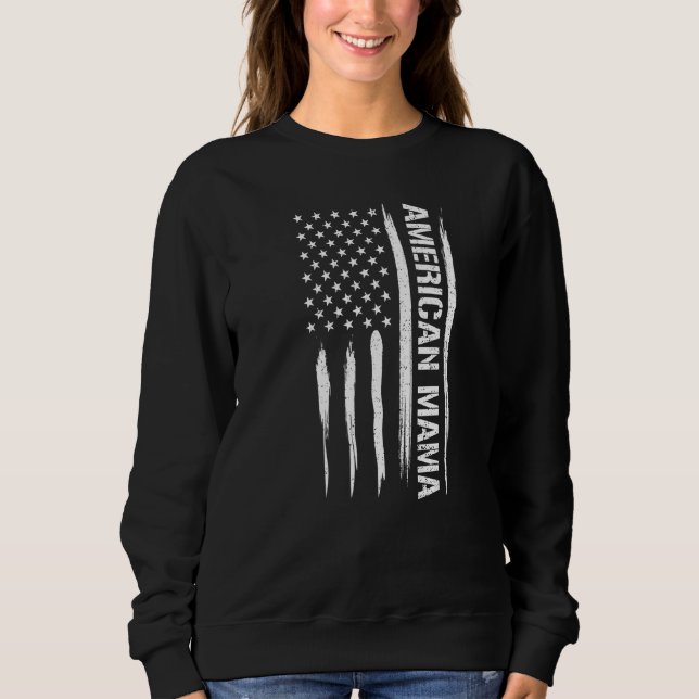 Mom American Mama - American Flag Sayings Premium Sweatshirt (Vorderseite)