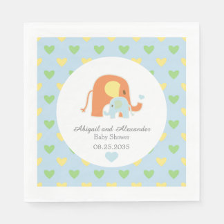 Mom and Blue Elephant Baby Shower Napkin Serviette