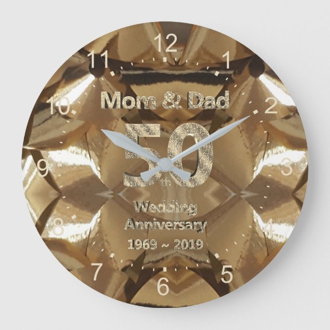 Mom and Dad 50th Wedding Anniversary 2019 Große Wanduhr (Vorderseite)