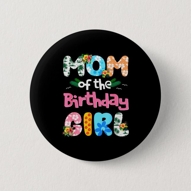 Mom And Dad Of The Birthday Girl Hawaii Family Par Button (Vorderseite)